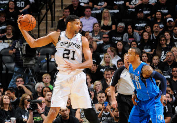Dallas dabbled in all sorts of defensive coverages but couldn't quite stop Tim Duncan. (D. Clarke Evans/NBAE via Getty Images)